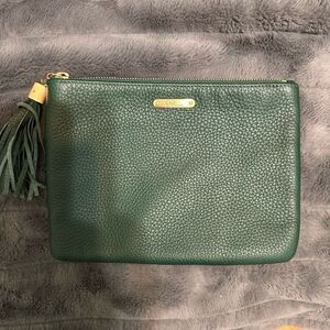 Gigi New York green pebbled leather clutch
